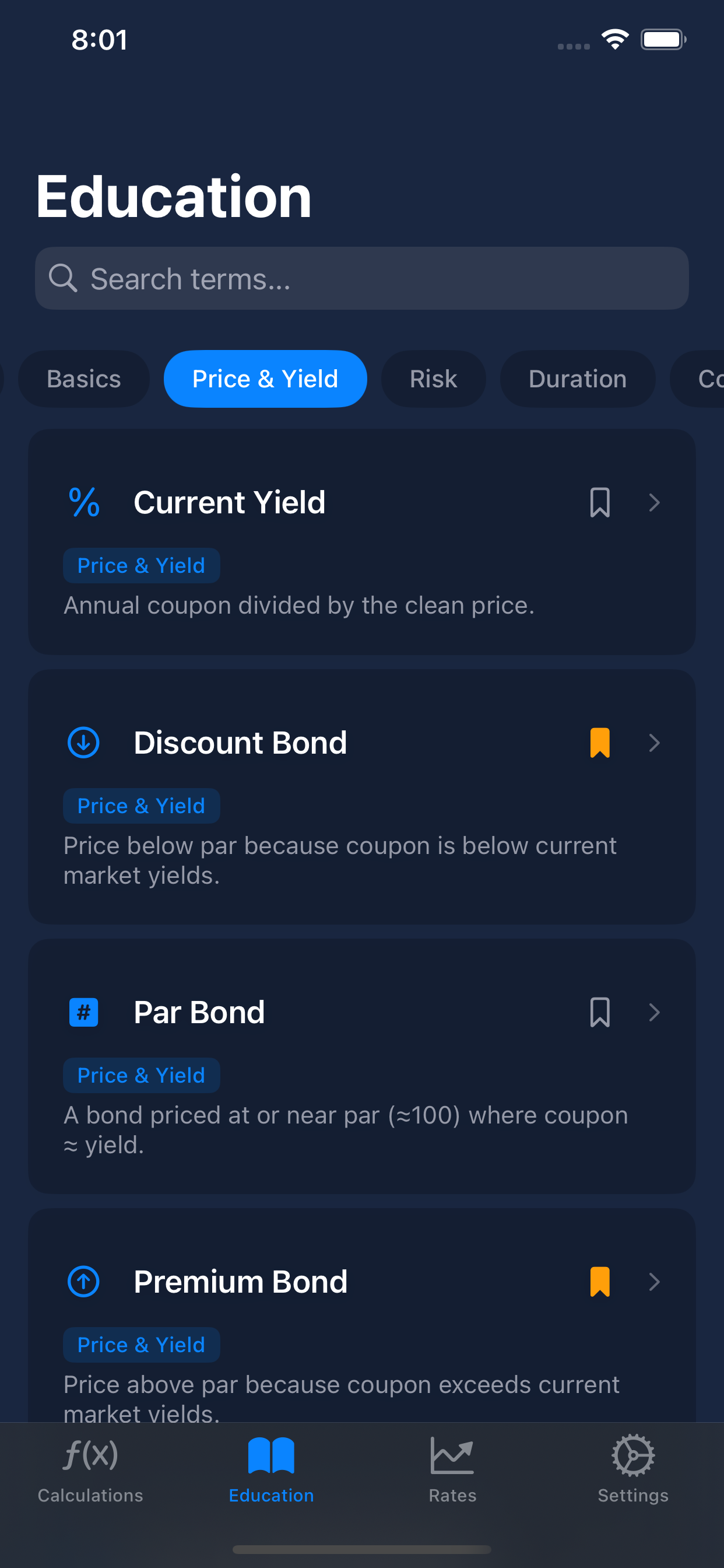 Education view screenshot